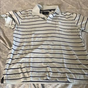 White and blue t shirt